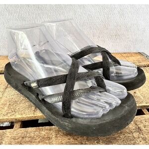 Teva Sandals Comfort Flip Flops Summer Women's 6 Black Strappy